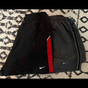 (2) Nike Dri-Fit Mens Running Shorts, size M, GC, liner cut out.